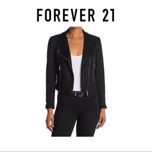 Forever 21 | Black Moto Genuine Leather Jacket